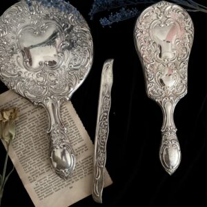 Set Tocador 3 Piezas International Silver Company Hong Kong Espejo Cepillo Porta Peine Caja Original